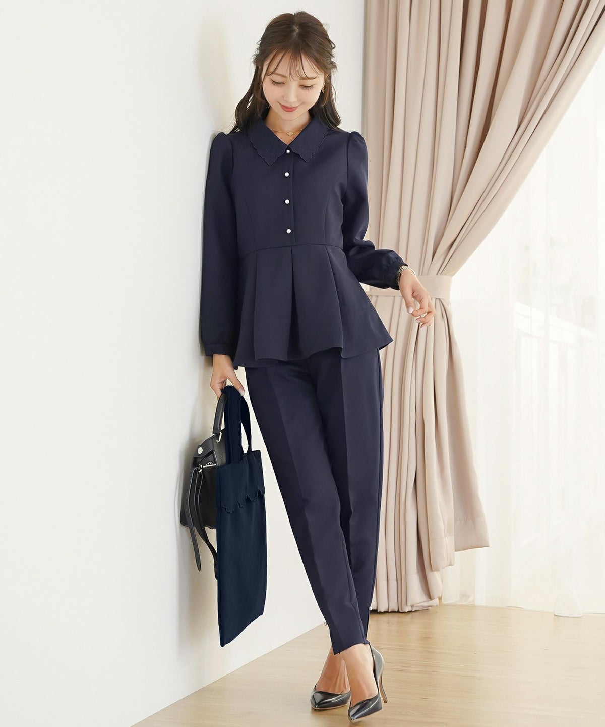 サブバッグ A4 ドット シンプル スカラップ オケージョン きれいめ スリッパ入れ 授業参観 入卒 ジョイントスペース