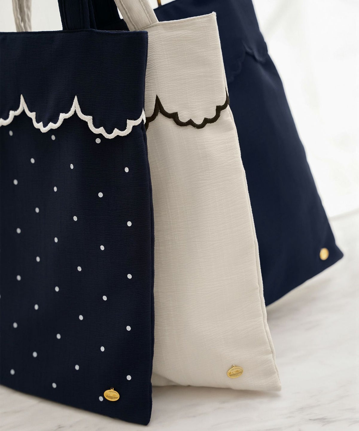 サブバッグ A4 ドット シンプル スカラップ オケージョン きれいめ スリッパ入れ 授業参観 入卒 ジョイントスペース