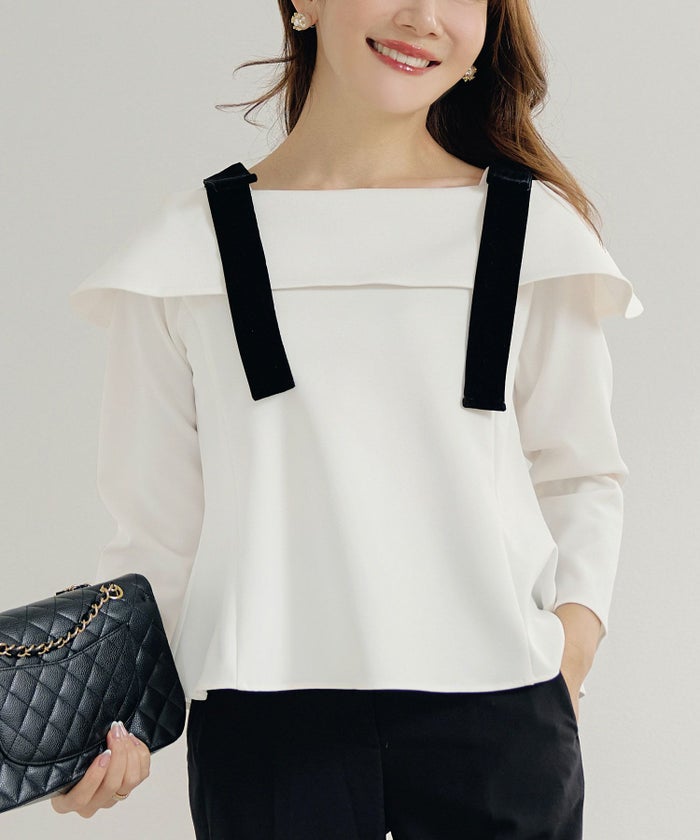 手洗い可 大人可愛い 上品 きれいめ オフィス 大人カジュアル フェミニン 白黒 ジョイントスペース