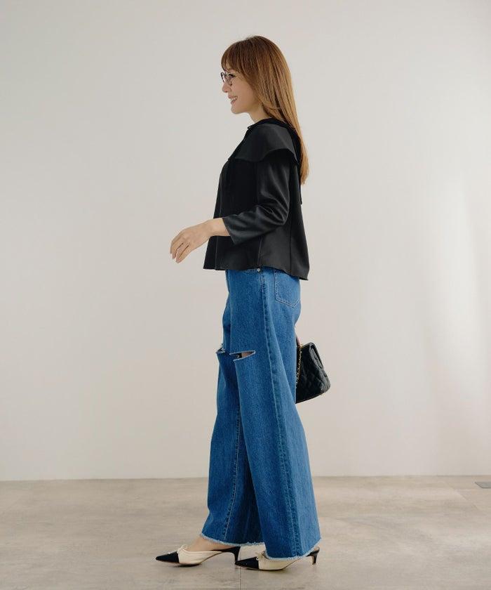 手洗い可 大人可愛い 上品 きれいめ オフィス 大人カジュアル フェミニン 白黒 ジョイントスペース