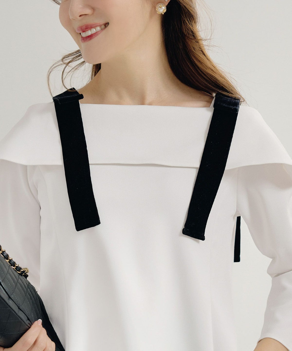 手洗い可 大人可愛い 上品 きれいめ オフィス 大人カジュアル フェミニン 白黒 ジョイントスペース