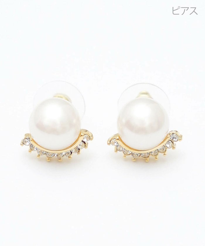 クラウン パール ピアス イヤリング Crown Pearl Pierce Earring 真鍮 チタンポスト プラパール ホリデーシーズン クリスタル クラウン パール ピアス イヤリング Crown Pearl Pierce Earring （Liala）