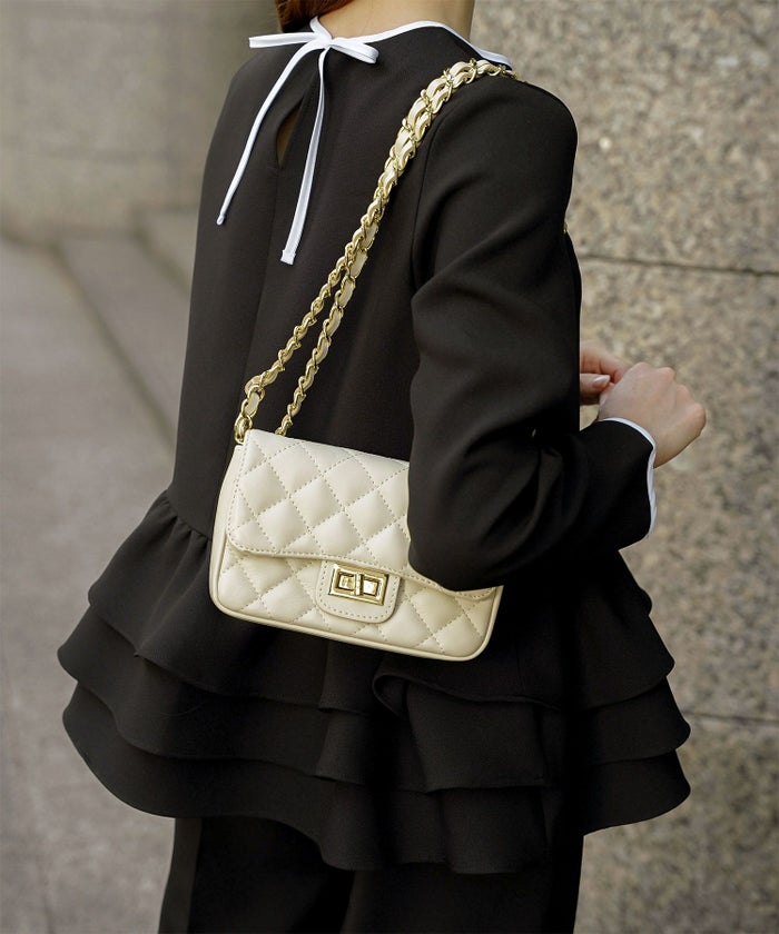 フリルヘム バイカラー ブラウス 襟 長袖 トップス フリル ホワイト ブラック M