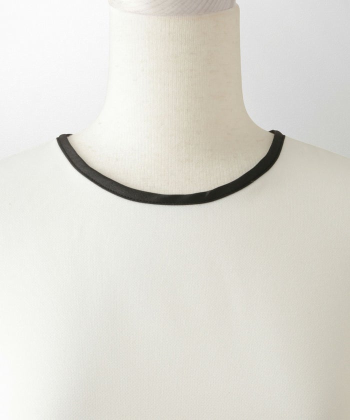 フリルヘム バイカラー ブラウス 襟 長袖 トップス フリル ホワイト ブラック M