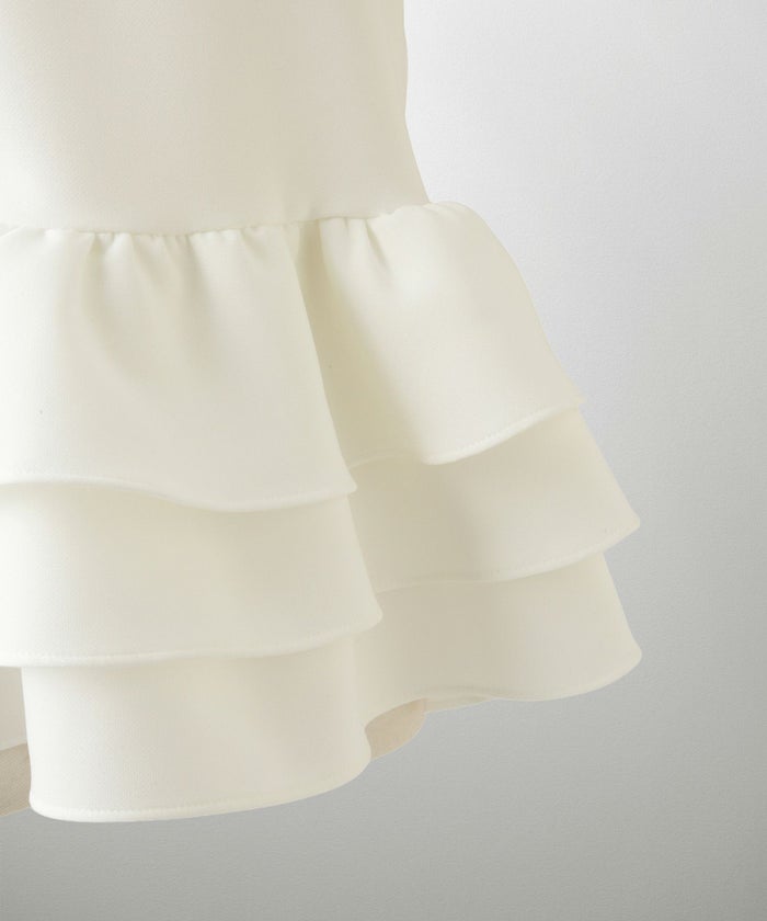 フリルヘム バイカラー ブラウス 襟 長袖 トップス フリル ホワイト ブラック M