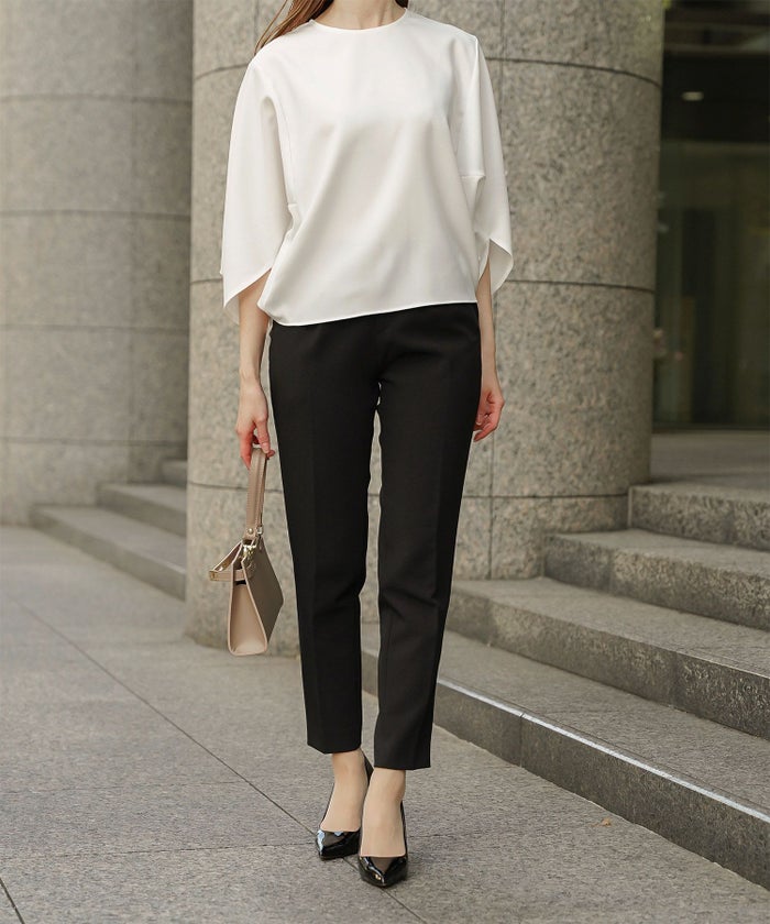 ドルマンスリーブ ブラウス レディース トップス おしゃれ アイボリー サックス ネイビー ブラック M