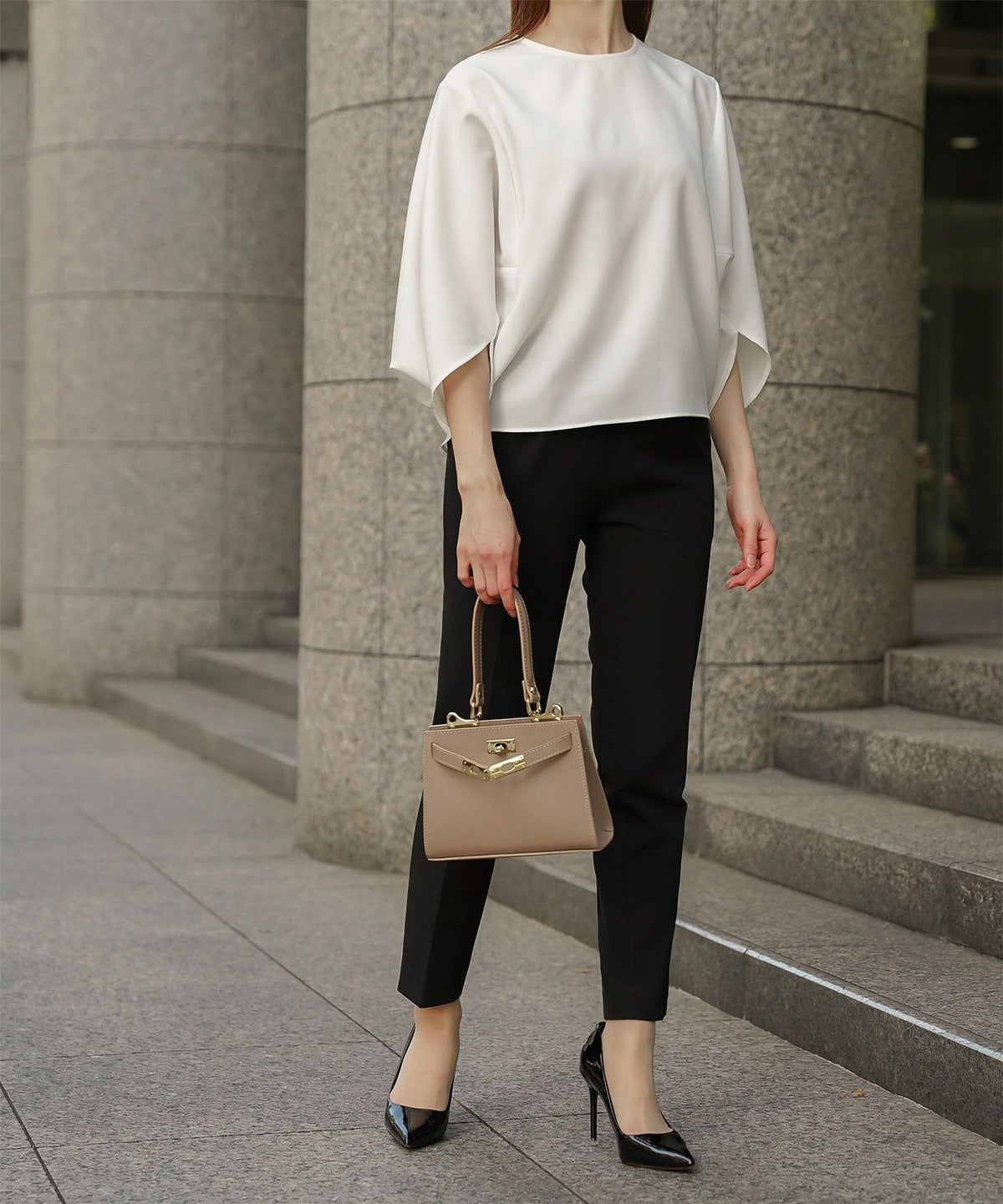 ドルマンスリーブ ブラウス レディース トップス おしゃれ アイボリー サックス ネイビー ブラック M