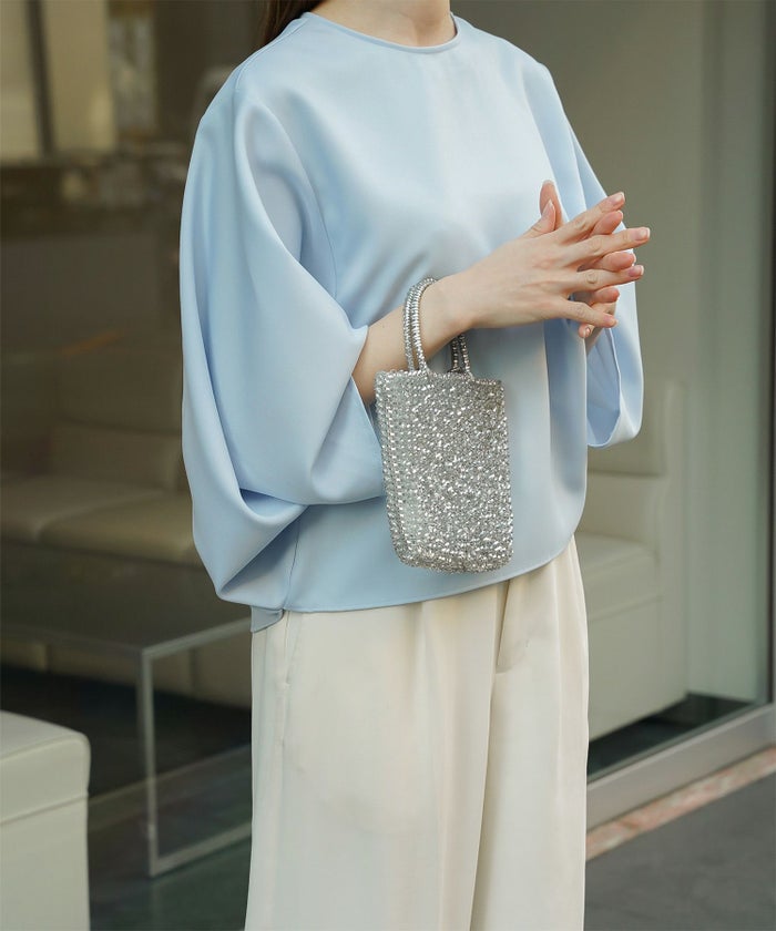 ドルマンスリーブ ブラウス レディース トップス おしゃれ アイボリー サックス ネイビー ブラック M