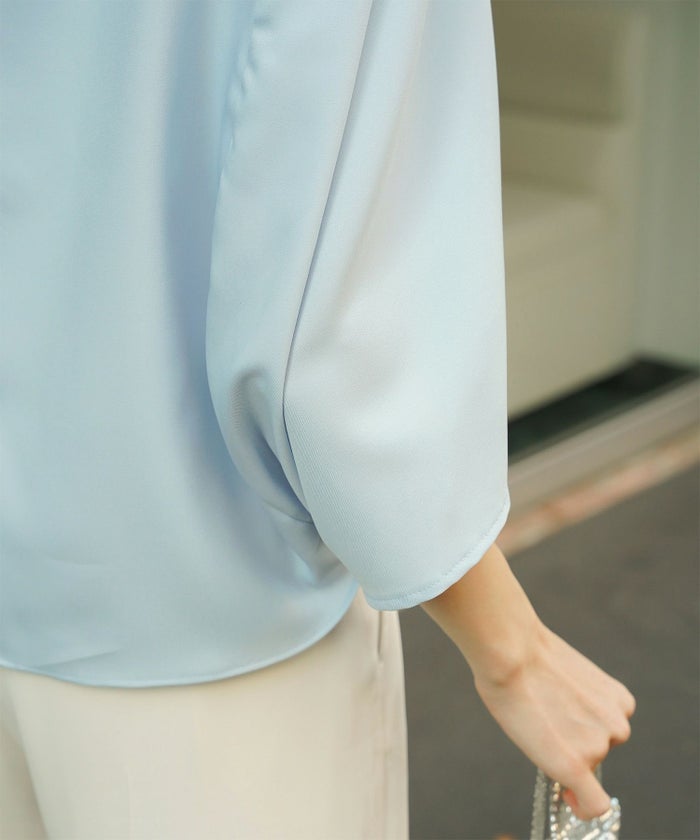 ドルマンスリーブ ブラウス レディース トップス おしゃれ アイボリー サックス ネイビー ブラック M