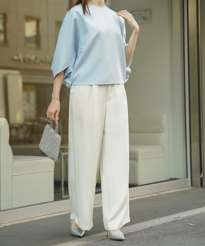 ドルマンスリーブ ブラウス レディース トップス おしゃれ アイボリー サックス ネイビー ブラック M