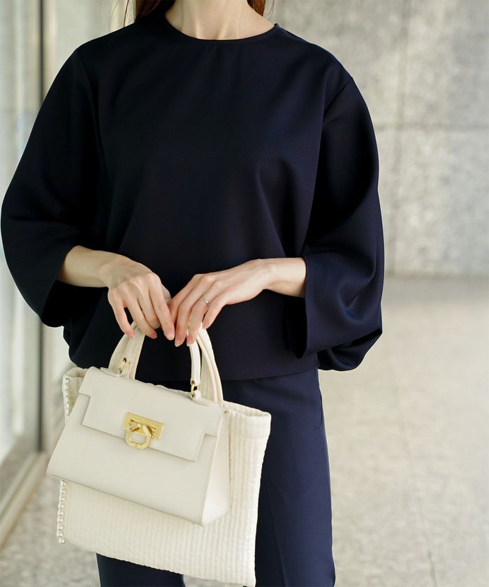 ドルマンスリーブ ブラウス レディース トップス おしゃれ アイボリー サックス ネイビー ブラック M