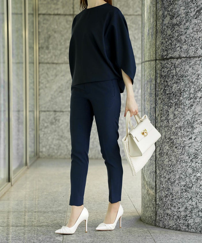 ドルマンスリーブ ブラウス レディース トップス おしゃれ アイボリー サックス ネイビー ブラック M