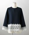 レースコンビ トップス トップス レディース ブラウス オフィス きれいめ かわいい 大人 ホワイト ネイビー ブラック M