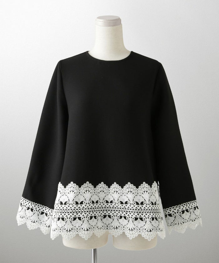 レースコンビ トップス トップス レディース ブラウス オフィス きれいめ かわいい 大人 ホワイト ネイビー ブラック M