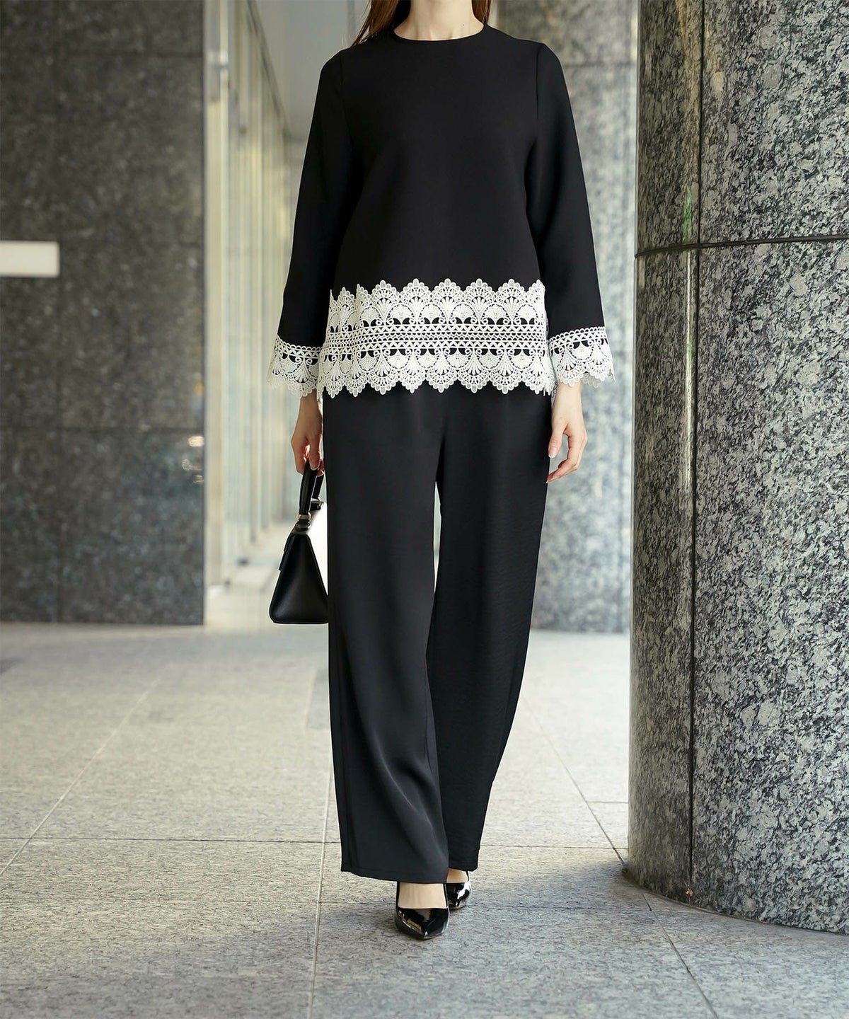 レースコンビ トップス トップス レディース ブラウス オフィス きれいめ かわいい 大人 ホワイト ネイビー ブラック M