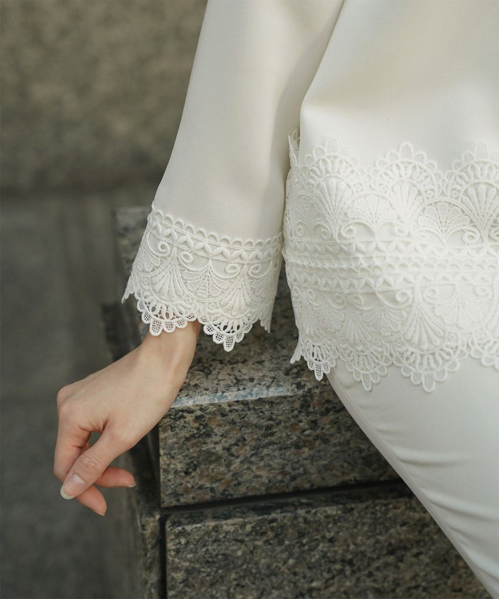 レースコンビ トップス トップス レディース ブラウス オフィス きれいめ かわいい 大人 ホワイト ネイビー ブラック M