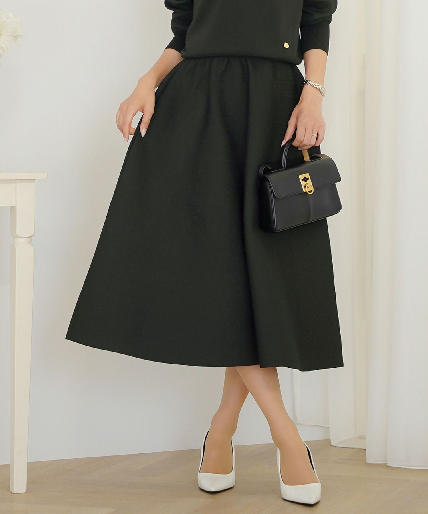 ニット フレアライン スカート le reve vaniller 全4色｜lvn611-2178