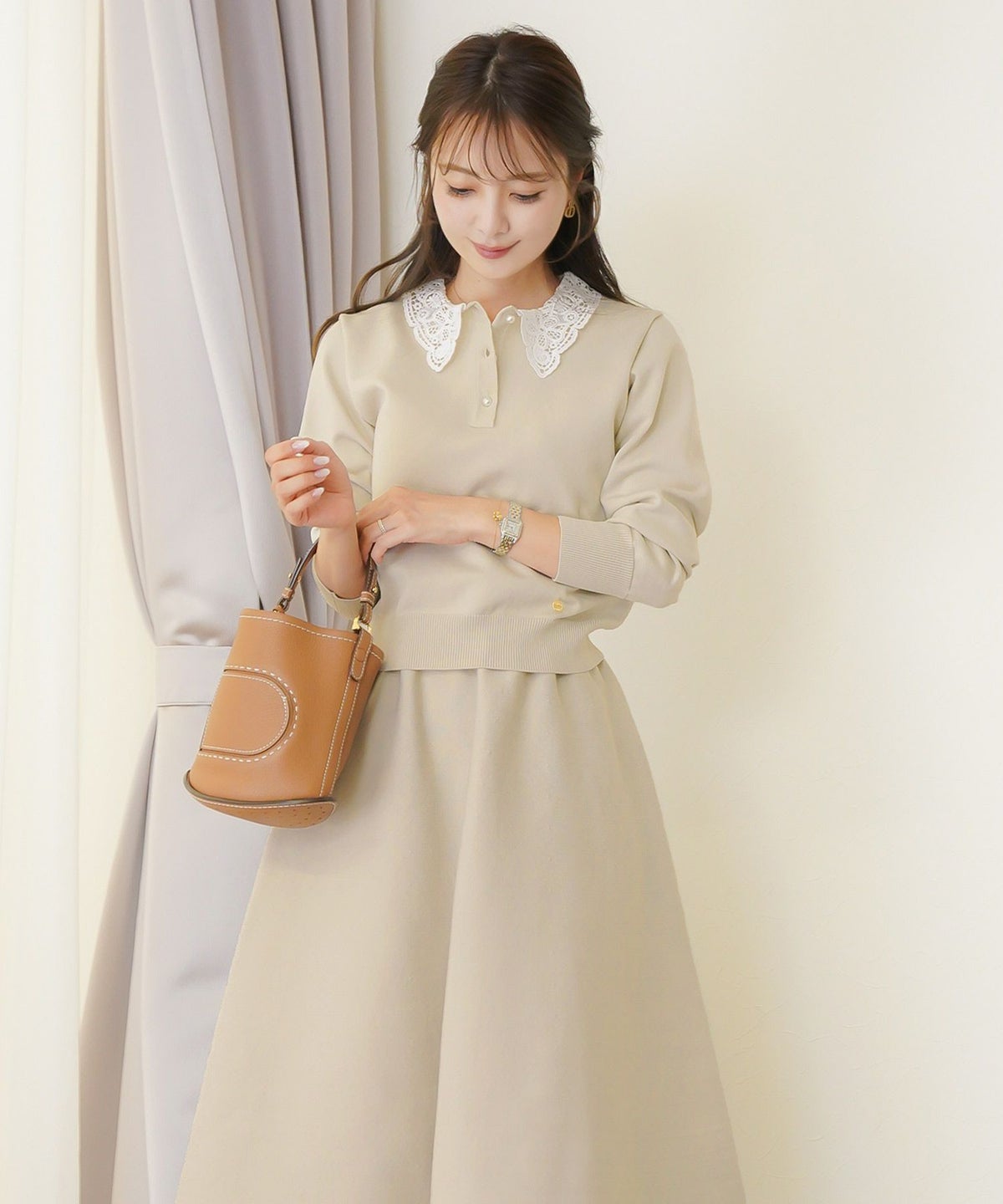 ボトムス スカート フレア ボリューム ゴム ウエストゴム 上品 エレガント フェミニン シンプル きれい