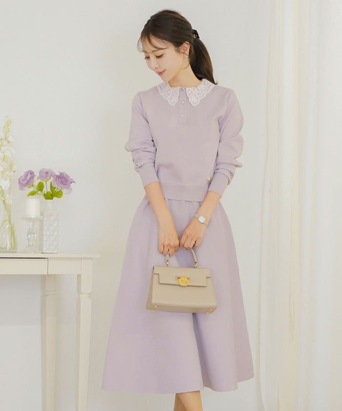 ボトムス スカート フレア ボリューム ゴム ウエストゴム 上品 エレガント フェミニン シンプル きれい