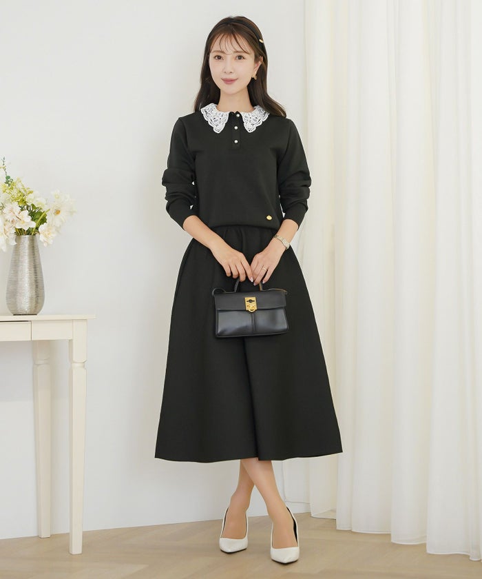 ボトムス スカート フレア ボリューム ゴム ウエストゴム 上品 エレガント フェミニン シンプル きれい