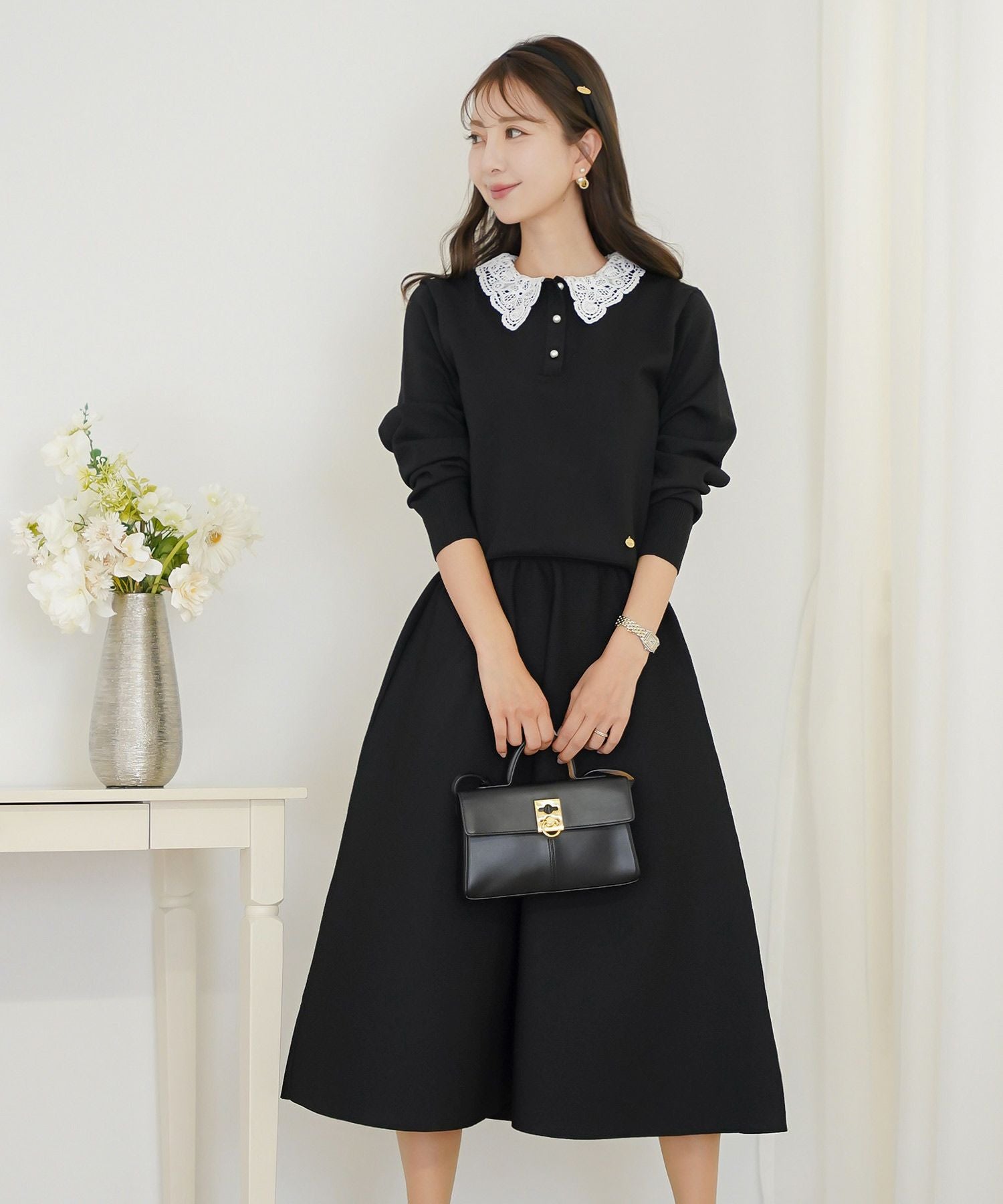 ニット フレアライン スカート le reve vaniller 全4色｜lvn611-2178