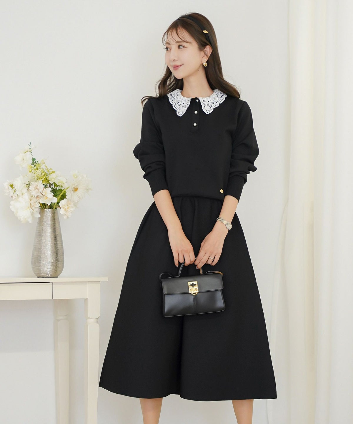 ボトムス スカート フレア ボリューム ゴム ウエストゴム 上品 エレガント フェミニン シンプル きれい