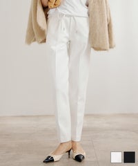 手洗い可 レディース オフィス 大人カジュアル きれいめ 秋冬春 上品 美脚 ジョイントスペース 裏起毛 ドロスト センタープレス パンツ Liala×PG