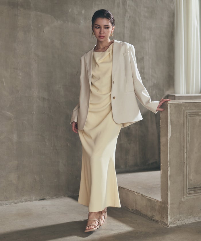 ドレス ロングワンピ 前撮り 乾坤式 参列 二次会 パーティ ディナーラウンジ 女性らしい モテワンピ デートコーデ 大人 ディナー あざと可愛い 肌見せ 韓国風 綺麗め 細見え カジュアル スタイル盛れ KINO THE KEI