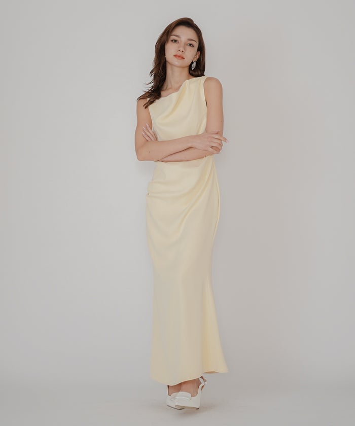 ドレス ロングワンピ 前撮り 乾坤式 参列 二次会 パーティ ディナーラウンジ 女性らしい モテワンピ デートコーデ 大人 ディナー あざと可愛い 肌見せ 韓国風 綺麗め 細見え カジュアル スタイル盛れ KINO THE KEI