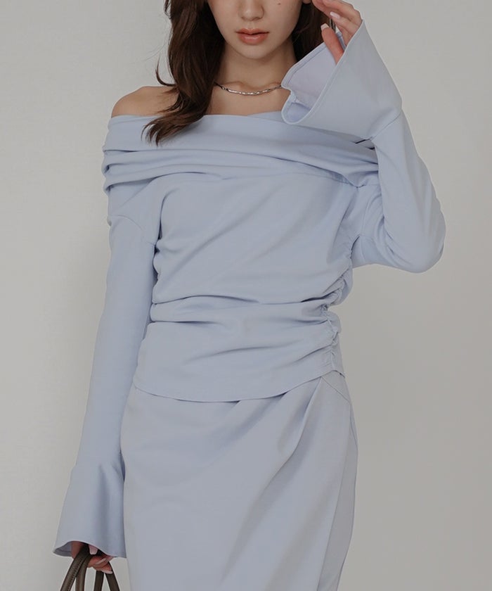 骨スト 短丈トップス オフショル Vネック モテニット ベルスリーブ カットソー デートコーデ ディナー 大人 あざと可愛い タイトトップス 肌見せ 韓国風 綺麗め 細見え カジュアル KINO THE KEI