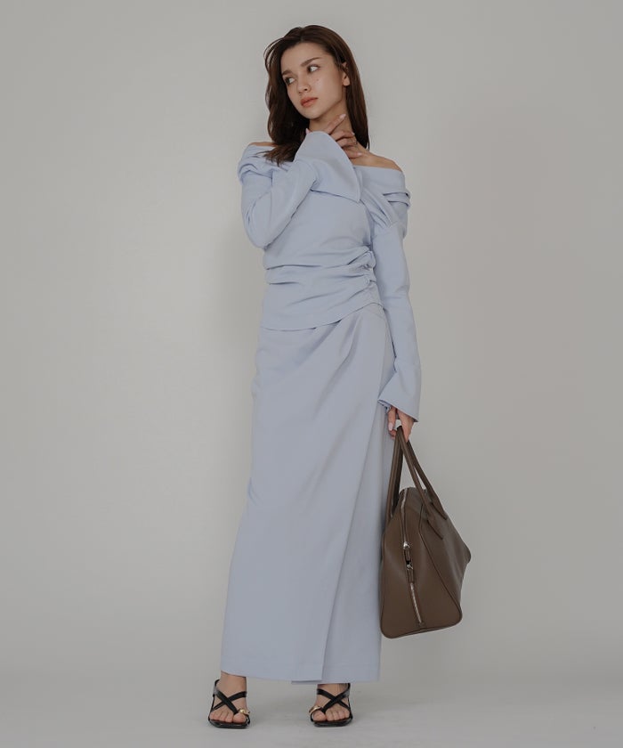 骨スト 短丈トップス オフショル Vネック モテニット ベルスリーブ カットソー デートコーデ ディナー 大人 あざと可愛い タイトトップス 肌見せ 韓国風 綺麗め 細見え カジュアル KINO THE KEI