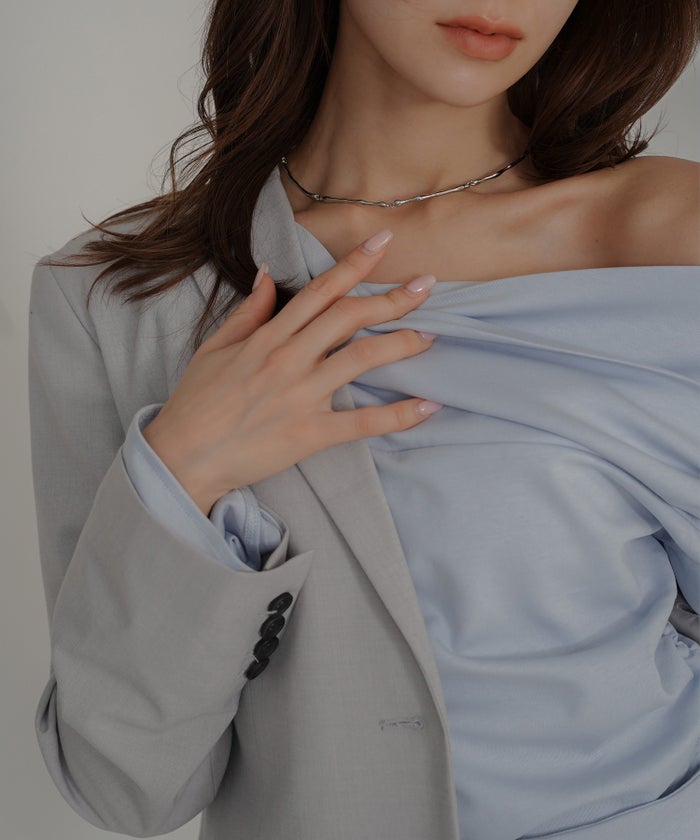 骨スト 短丈トップス オフショル Vネック モテニット ベルスリーブ カットソー デートコーデ ディナー 大人 あざと可愛い タイトトップス 肌見せ 韓国風 綺麗め 細見え カジュアル KINO THE KEI