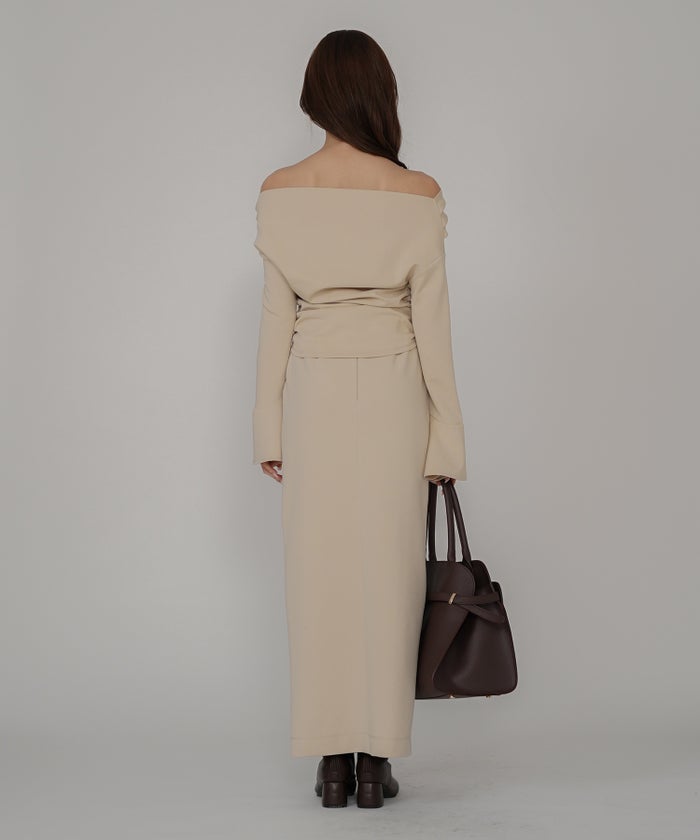 骨スト 短丈トップス オフショル Vネック モテニット ベルスリーブ カットソー デートコーデ ディナー 大人 あざと可愛い タイトトップス 肌見せ 韓国風 綺麗め 細見え カジュアル KINO THE KEI