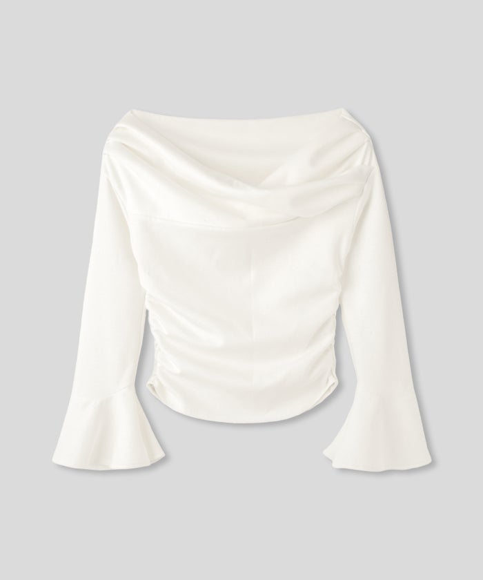 骨スト 短丈トップス オフショル Vネック モテニット ベルスリーブ カットソー デートコーデ ディナー 大人 あざと可愛い タイトトップス 肌見せ 韓国風 綺麗め 細見え カジュアル KINO THE KEI