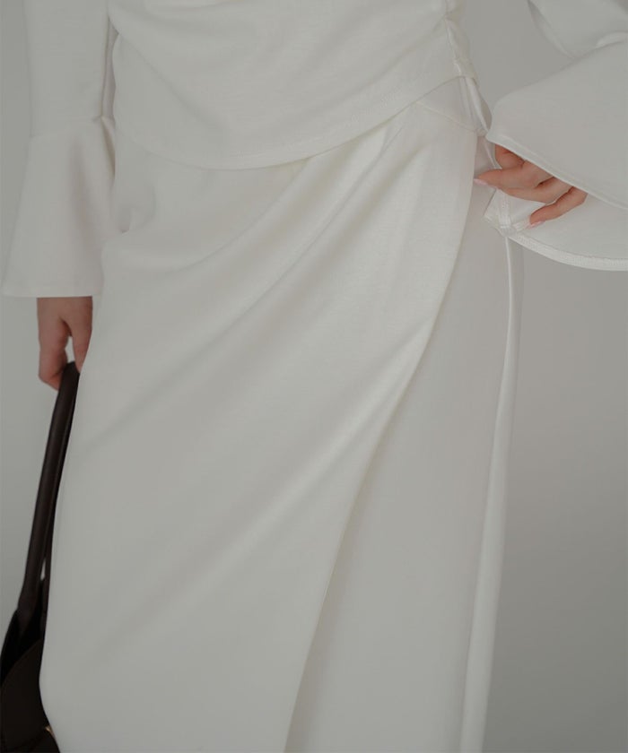 ナロースカート 骨スト ロングスカート タイトスカート モテニット カットソー デートコーデ ディナー 大人 あざと可愛い 肌見せ 韓国風 綺麗め 細見え カジュアル ウエストカバー お腹周りカバー らくちん KINO THE KEI