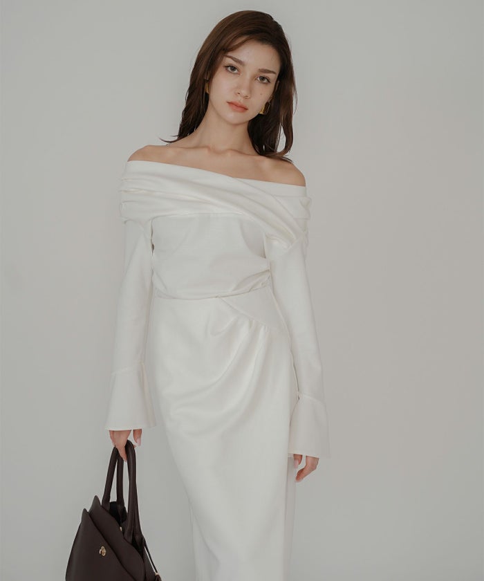 ナロースカート 骨スト ロングスカート タイトスカート モテニット カットソー デートコーデ ディナー 大人 あざと可愛い 肌見せ 韓国風 綺麗め 細見え カジュアル ウエストカバー お腹周りカバー らくちん KINO THE KEI