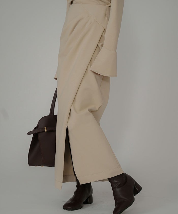 ナロースカート 骨スト ロングスカート タイトスカート モテニット カットソー デートコーデ ディナー 大人 あざと可愛い 肌見せ 韓国風 綺麗め 細見え カジュアル ウエストカバー お腹周りカバー らくちん KINO THE KEI