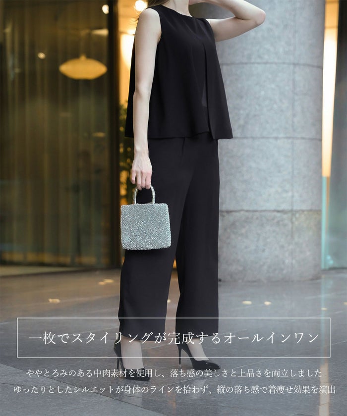 フレアヘム オールインワン レディース ファッション オケージョン ホワイト ブラック M