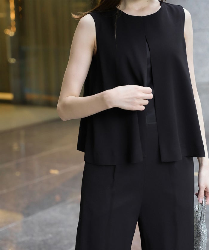 フレアヘム オールインワン レディース ファッション オケージョン ホワイト ブラック M