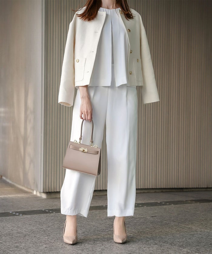 フレアヘム オールインワン レディース ファッション オケージョン ホワイト ブラック M