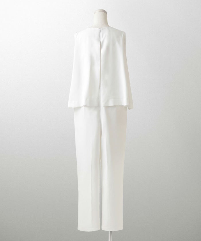 フレアヘム オールインワン レディース ファッション オケージョン ホワイト ブラック M