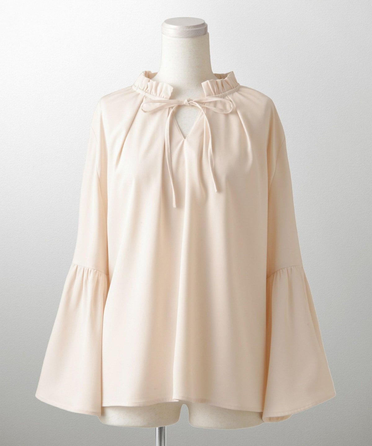 2way フリルネック ベルスリーブ ブラウス フォーマル オケージョン 洗える ホワイト ピンクベージュ ネイビー M