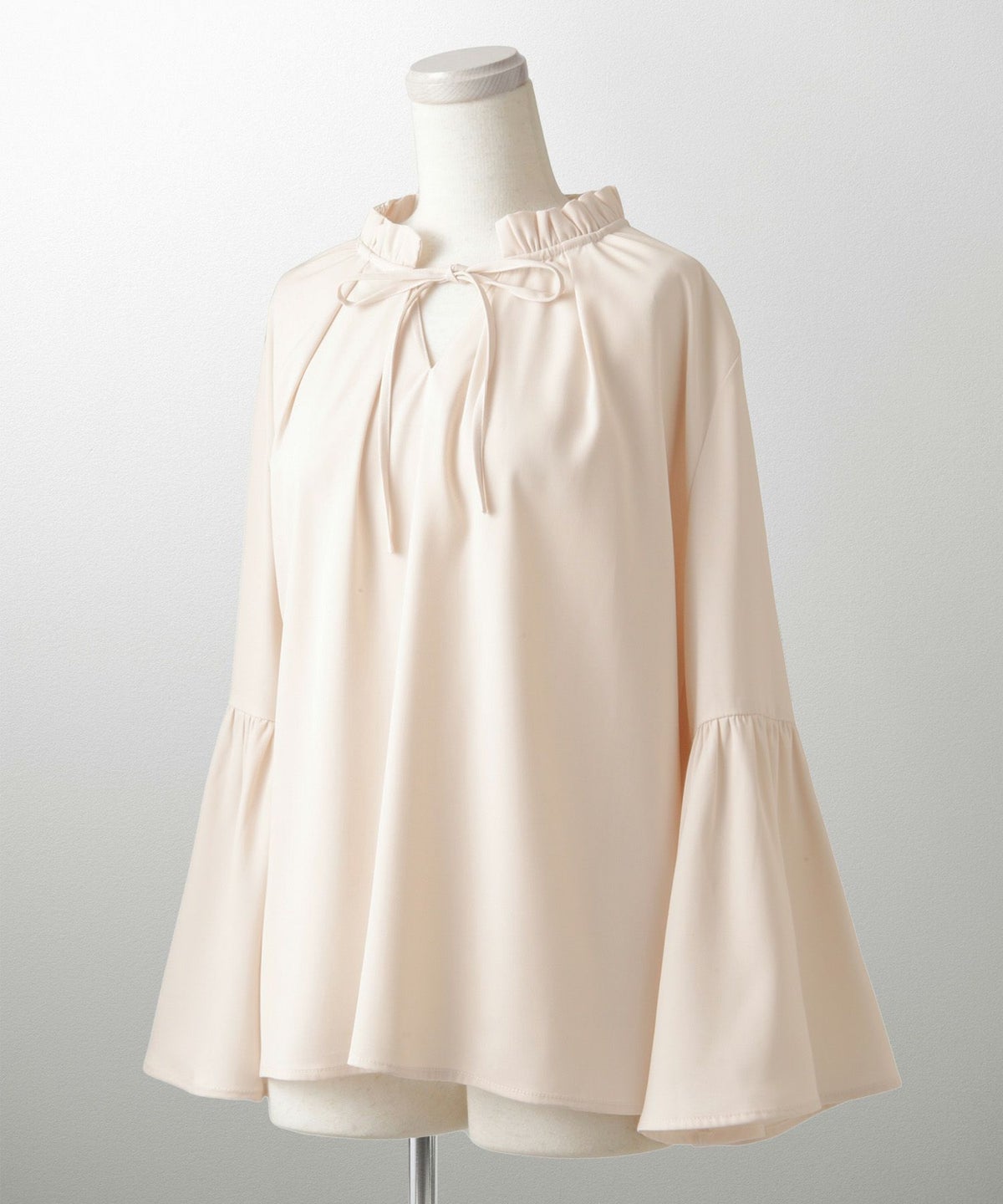 2way フリルネック ベルスリーブ ブラウス フォーマル オケージョン 洗える ホワイト ピンクベージュ ネイビー M