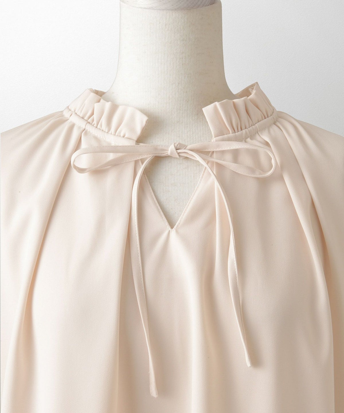 2way フリルネック ベルスリーブ ブラウス フォーマル オケージョン 洗える ホワイト ピンクベージュ ネイビー M