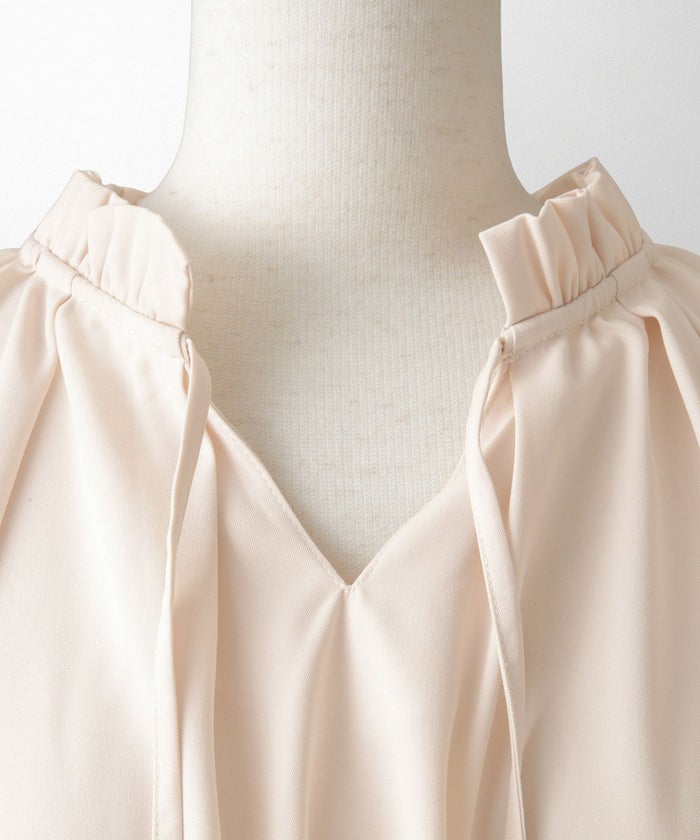 2way フリルネック ベルスリーブ ブラウス フォーマル オケージョン 洗える ホワイト ピンクベージュ ネイビー M