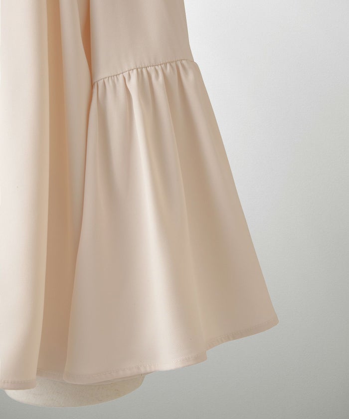 2way フリルネック ベルスリーブ ブラウス フォーマル オケージョン 洗える ホワイト ピンクベージュ ネイビー M