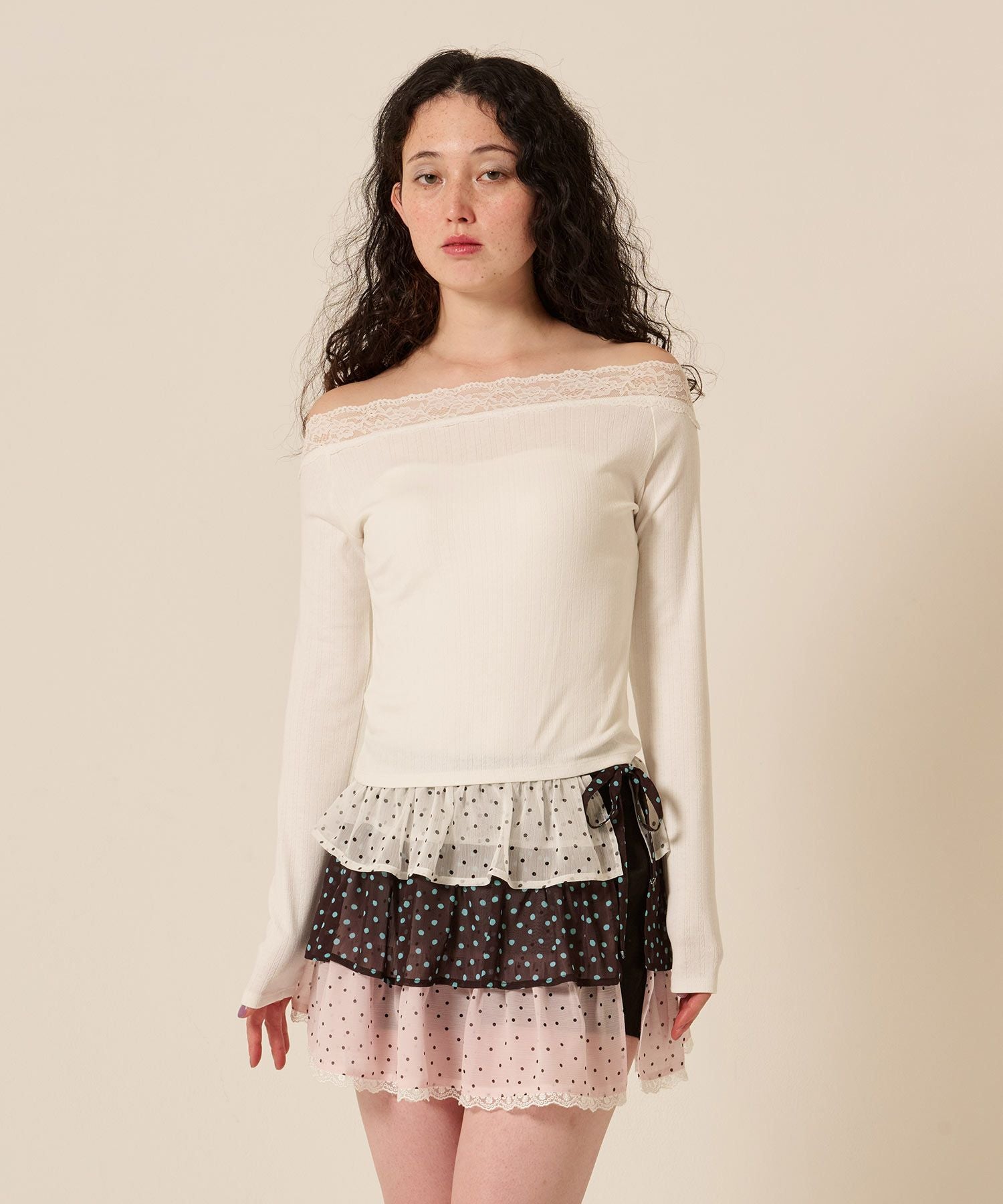 シフォン フリル ラップ レイヤード ショートパンツ TINA：JOJUN 全2色