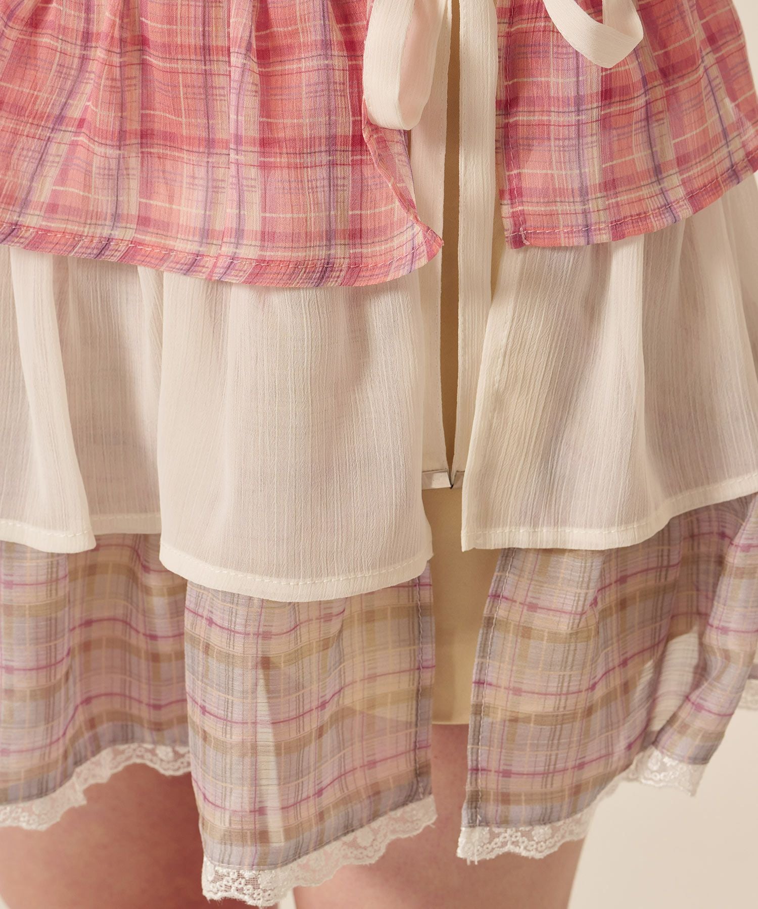 SUMMER SALE シフォン フリル ラップ レイヤード ショートパンツ TINA