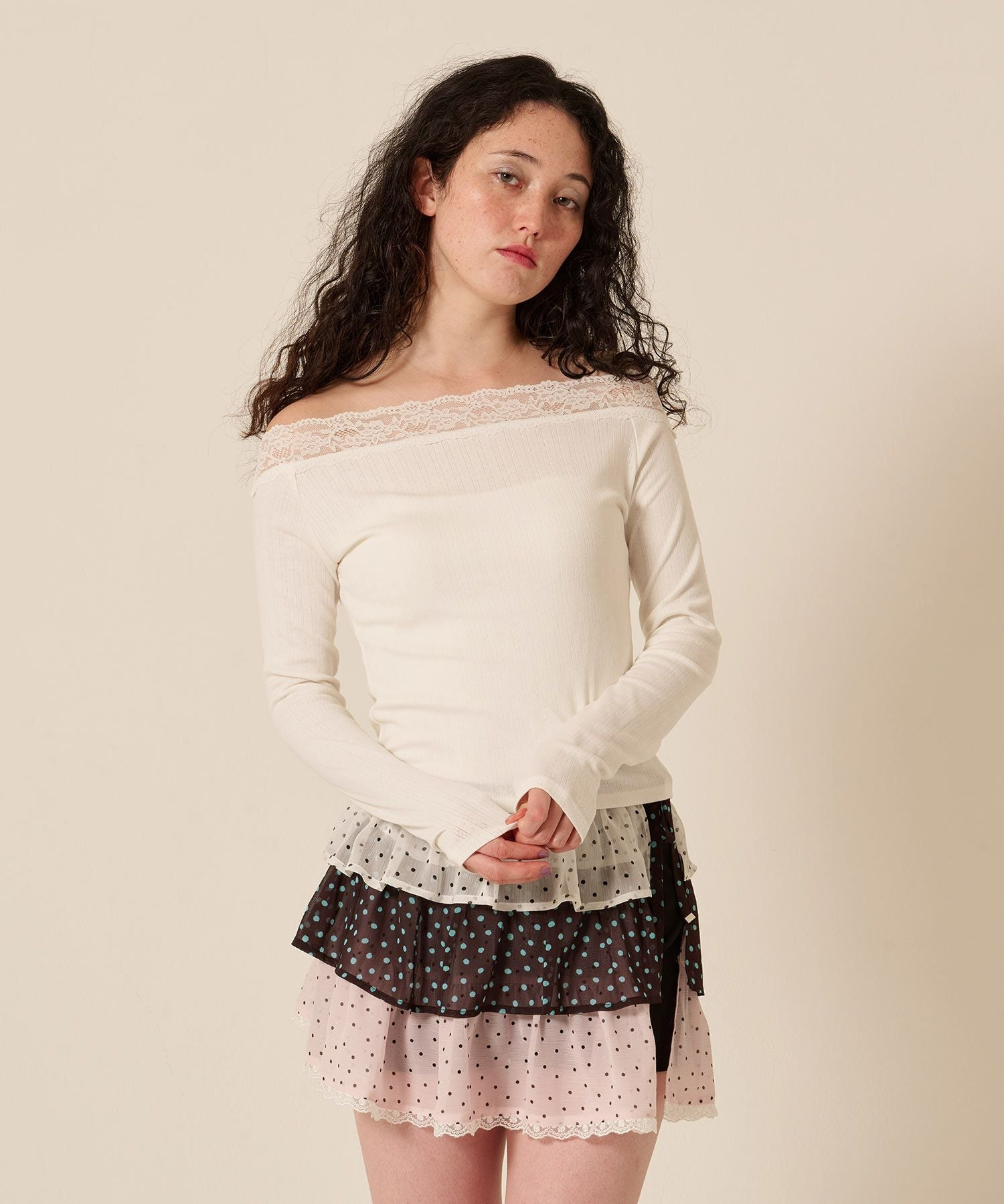 シフォン フリル ラップ レイヤード ショートパンツ TINA：JOJUN 全2色