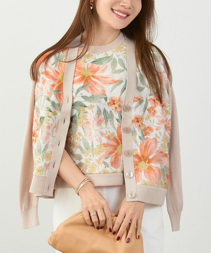 手洗い可 日本製 アンサンブル対応 秋冬春 長袖 可愛い 上品 きれいめ オフィス 柄 フェミニン ジョイントスペース